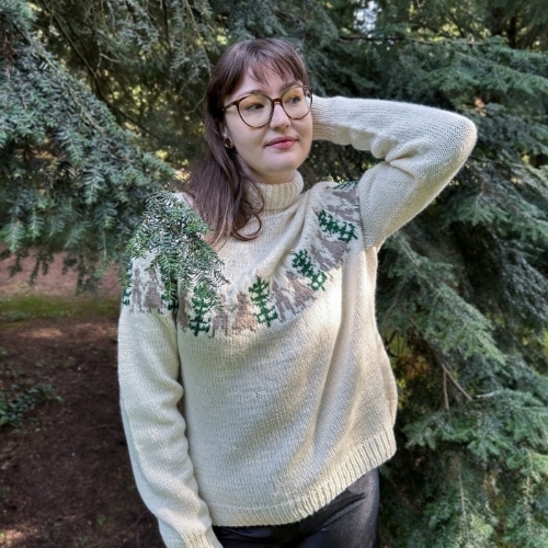 Turtleneck Sweater with Fair Isle Pattern