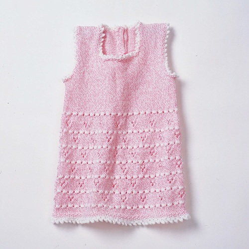 pink Knitted Baby Dress Free Patterns
