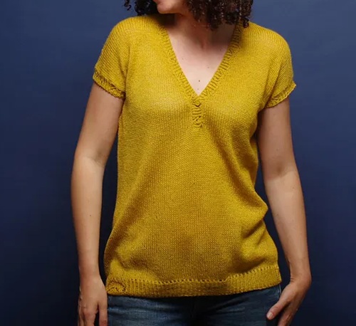 Knitted v-neck top free Patterns