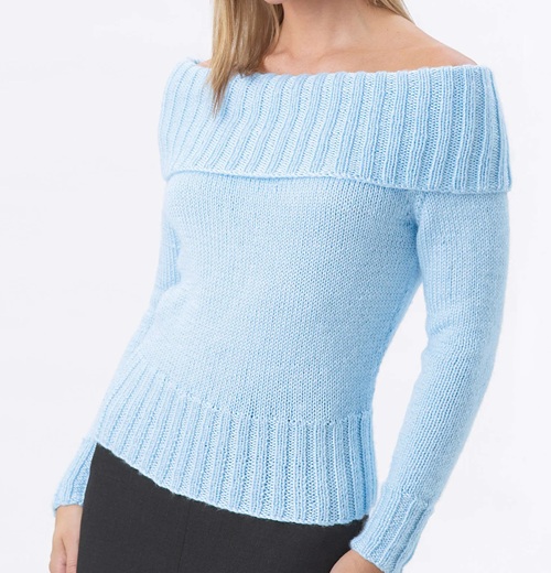 Free Bernat Knit Off Shoulder Sweater Pattern, XL