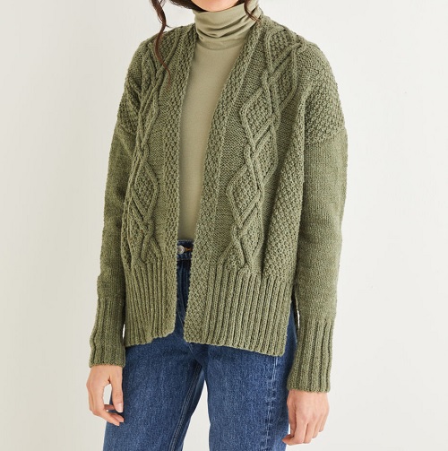 CABLED OPEN CARDIGAN