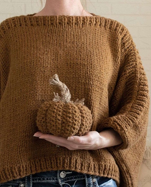 Seed Stitch Knitted Pumpkin Pattern