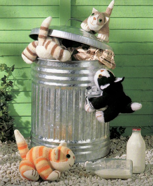 Four Cats: Tabby, Ginger, Black & White & Moggy