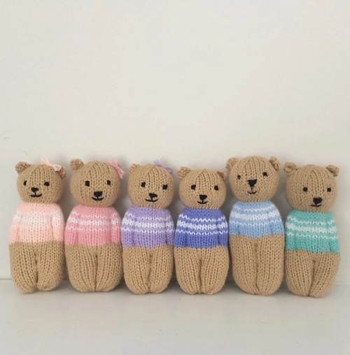 knitted mini teddy bear
