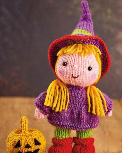 Knitted Halloween Witch Toy Pattern