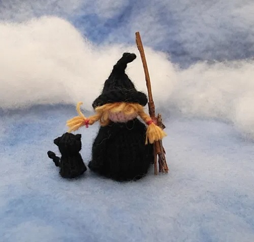Little witch girl and her cat