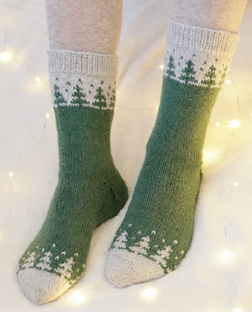 Knitted socks with Nordic pattern