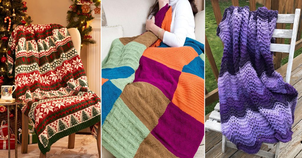 14 Knitted Lap Blanket Free Patterns - Knit-Knit