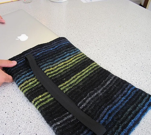Striped felted notebook sleeve
