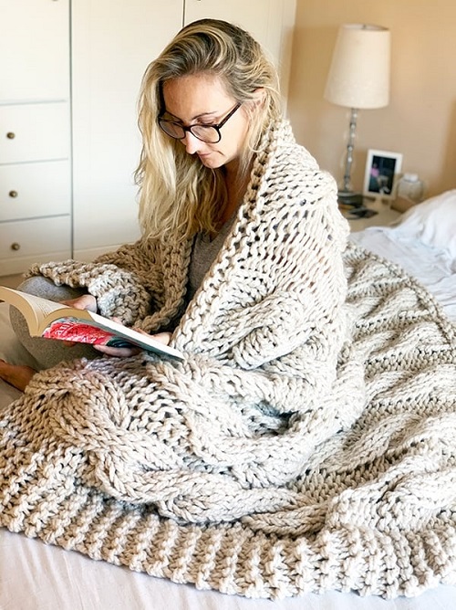 DIY Knitted chunky blanket 3