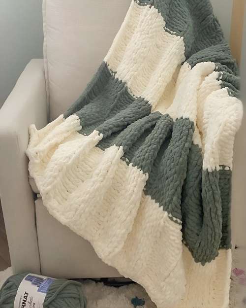 DIY Knitted chunky blanket 4