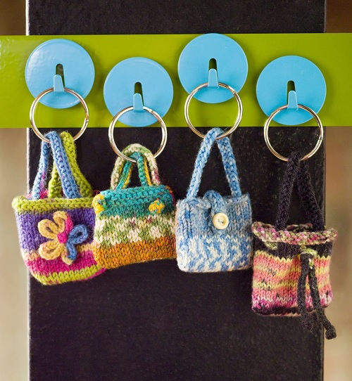 Free Knit Mini Key Ring Purses Pattern