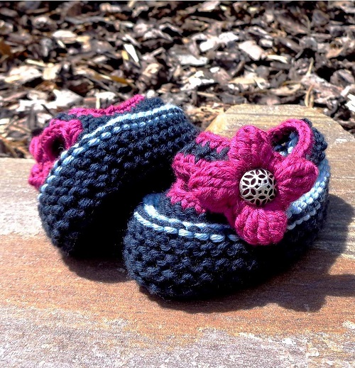 Floral baby booties 3