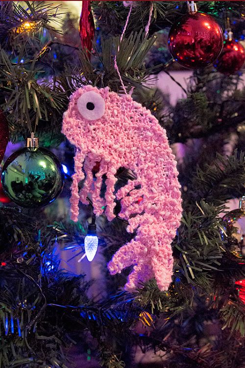 Knitted toy shrimp 2