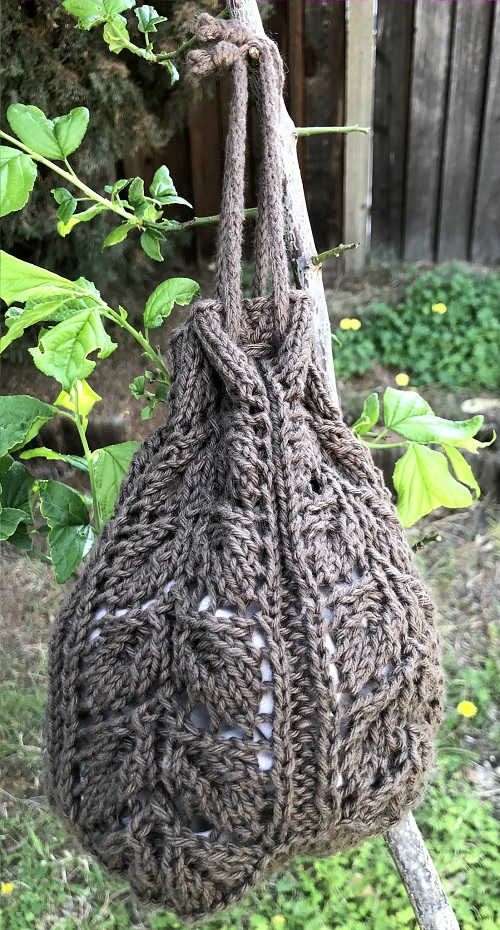Cable Stripes Drawstring Bag
