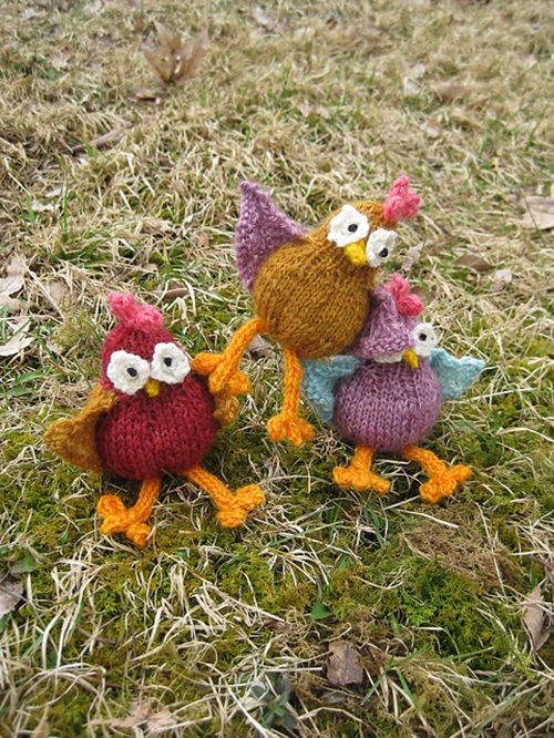 Knitted Group of Chickens 1