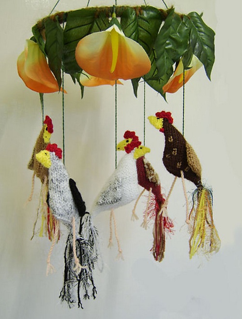Knitted Group of Chickens 2
