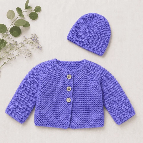 Knitting Baby Cardigan and Hat Set Patterns 3