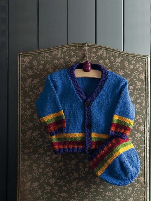 Knitting Baby Cardigan and Hat Set Patterns 4