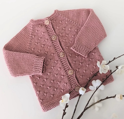 Knitting baby cardigan 1