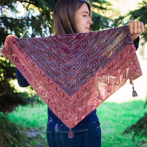 Knitting flower shawl 2