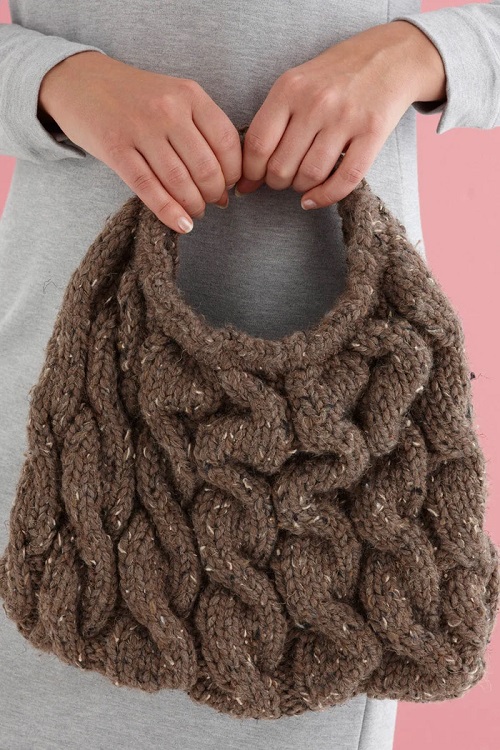 Knitting Cable Bag free pattern