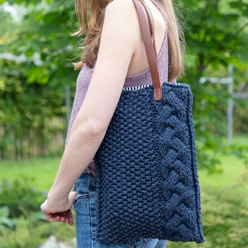 Knitting Cable Bag free pattern 3