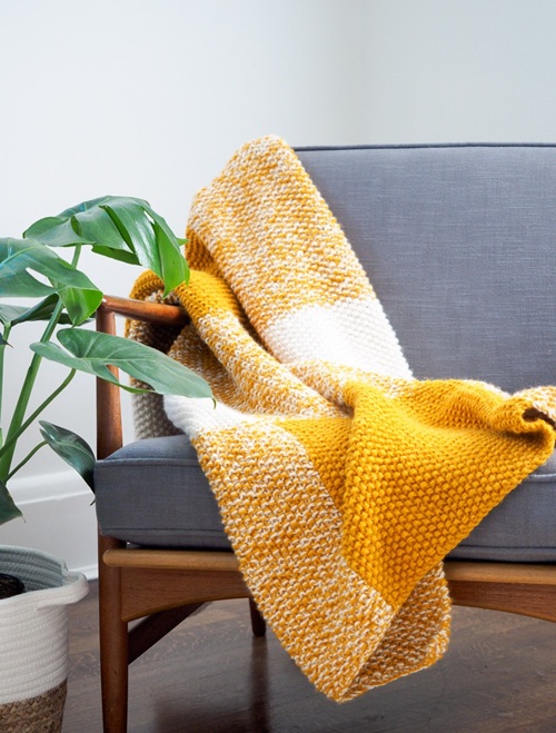 Knitted block Blanket Free Pattern