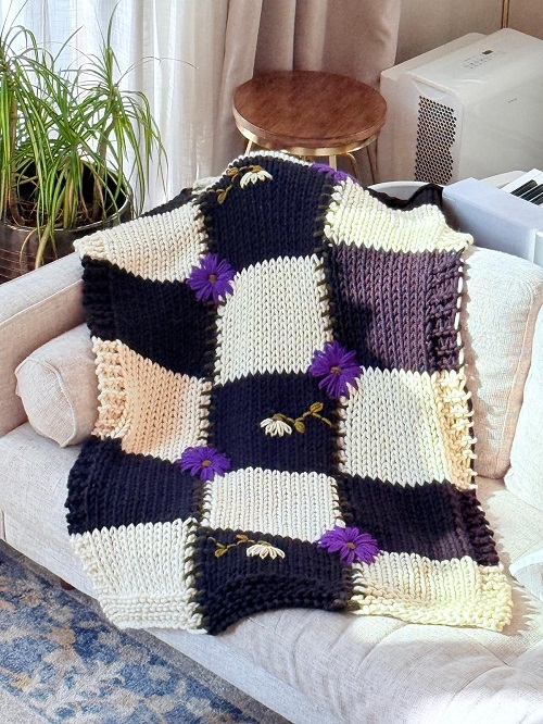Knitted block Blanket Free Pattern
