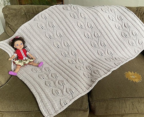 knitting Leafy Blanket Pattern 2