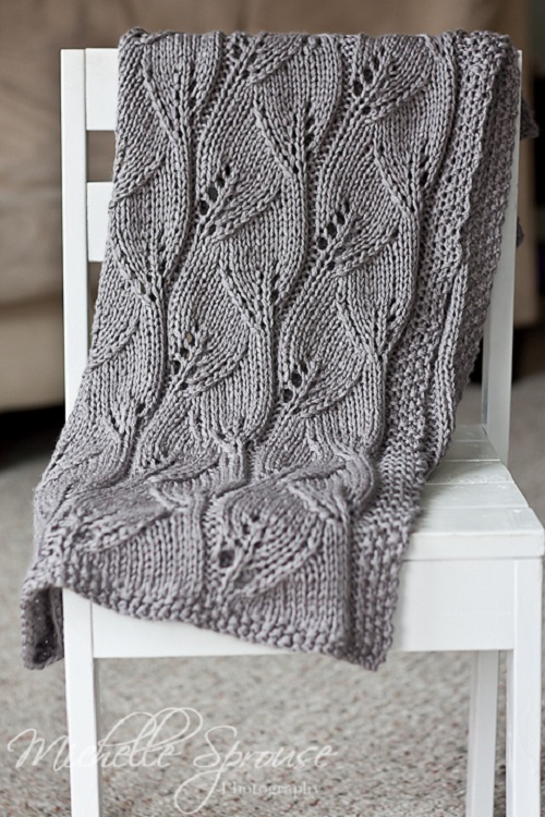 knitting Leafy Blanket Pattern 3