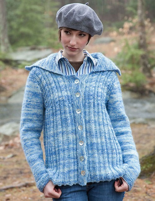 knitting collar cardigan pattern