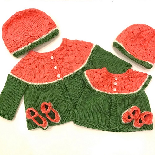 Knitting Watermelon Baby Cardigan Pattern 2