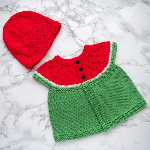 Knitting Watermelon Baby Cardigan Pattern 3