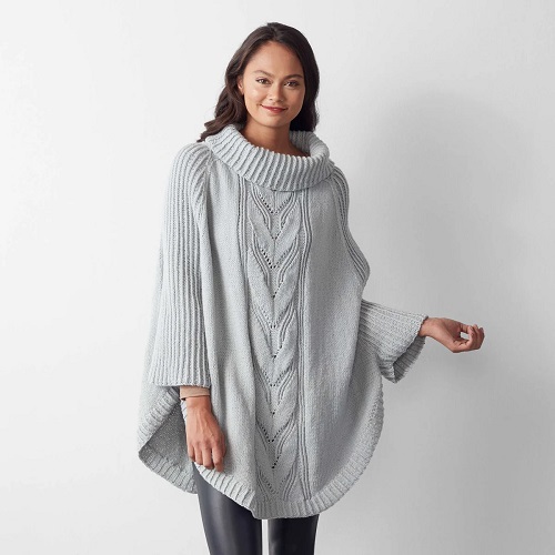 Knit Batwing Poncho Free Pattern 1
