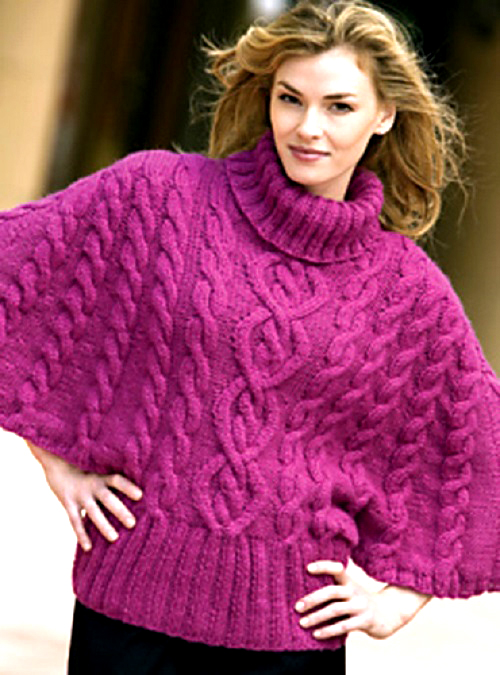Knit Batwing Poncho Free Pattern 2