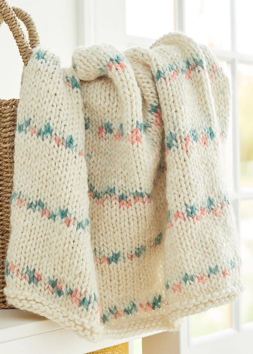 Knitted Baby Blankets in Pastel Shades with Free Patterns 3