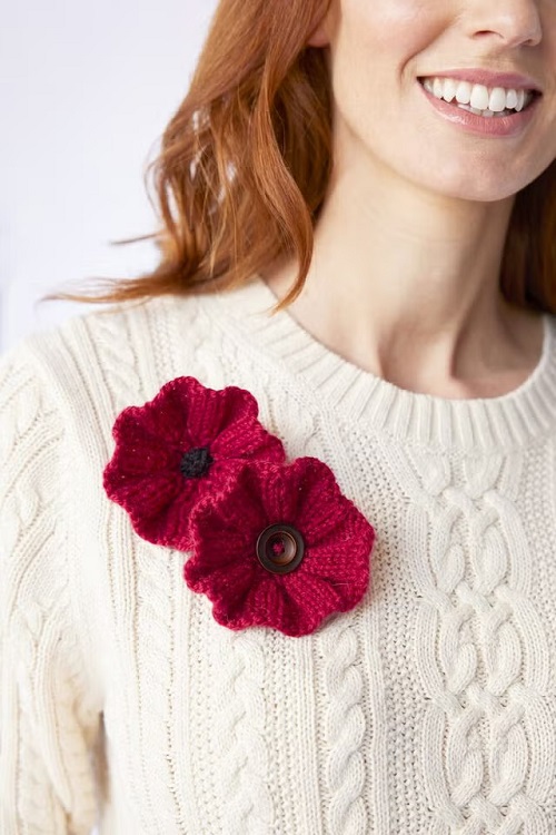 Knitted Poppy flower Pattern 4