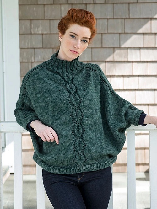cabled Poncho Free Knitting Pattern 