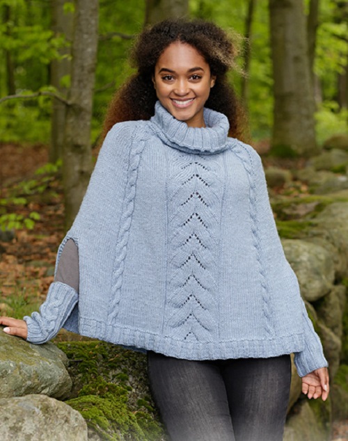 cabled Poncho Free Knitting Pattern 3
